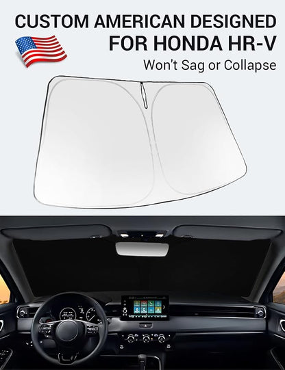 Proadsy 2026 Upgrade Windshield Sun Shade Custom Fit Honda HRV 2023-2026 Foldable Front Sunshade Protector Sun Visor Blocks UV Rays Keep Car Cooler Accessories