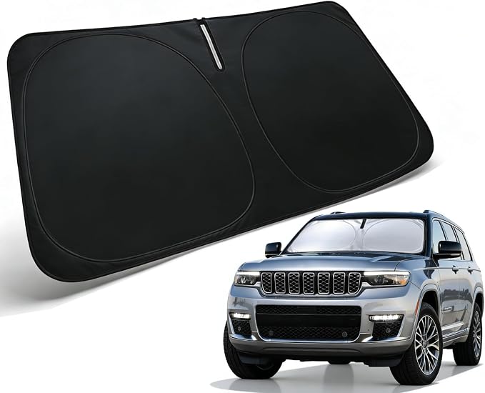 Windshield Sun Shade for Jeep Grand Cherokee 2022-2025, Car Front Window Sunshade with 240T Sun Visor Protector Blocks UV Rays Heat Sun Shield Accessories