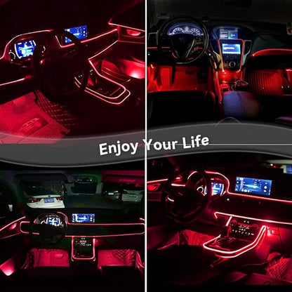 El Wire Red Neon Lights 16FT/5M Car Interior Led Strip Light USB 5V for Car Garden Party Decoration