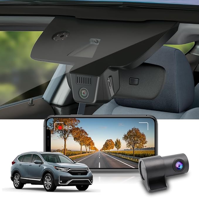 Fitcamx Front 4K+Rear 1080P Dash Cam Adapts for Honda CR-V 2017-2022 LX EX Touring EX-L (Gen5), OEM Look, Dual HD Video, Built-in WiFi & APP, Loop Recording, G-Sensor, Easy to Use, 128GB Card