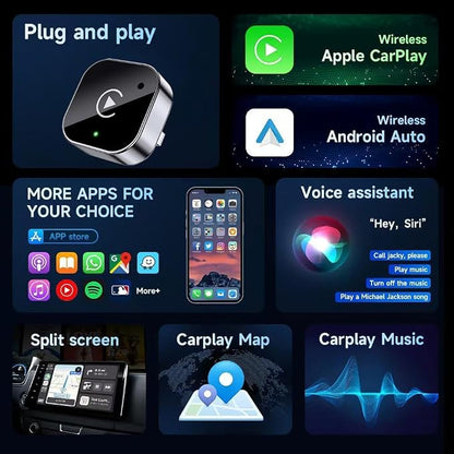 Wireless CarPlay and Android Auto Adapter for Genesis GV80 2021-2025- Mini Plug and Play Converter for Stable Connection