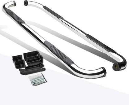 3" Running Boards Steps Bars Compatible with 1999-2019 Chevy Silverado GMC Sierra 1500 2500HD 3500HD, 2019 Chevy Silverado 1500 LD, Chrome Stainless Round Nerf Bars, Extended Cab
