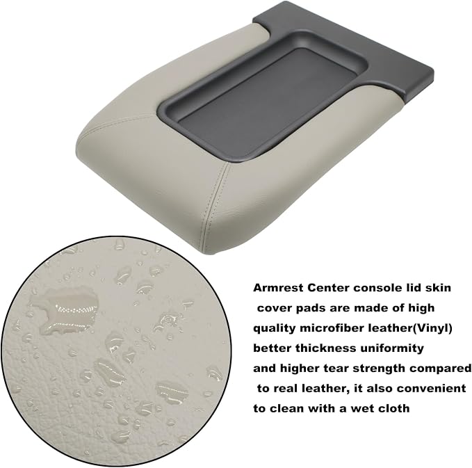 NHILES Center Console Lid Replacement Kit for 1999 2000 2001 2002 2003 2004 2005 2006 2007 Silverado/Avalanche/Suburban/Sierra/Yukon Replaces Number 19127364, 19127365, 19127366 (Light Gray)