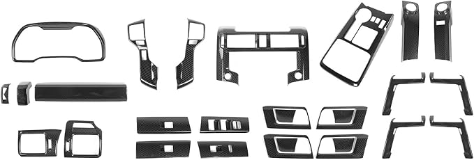 for 4Runner 2020-2023 Carbon Fiber Black Whole Set Interior Panel Cover Trim Kit, Center Console Gear Shift Dashboard Panel Cover Trim for Toyota 4runner Interior Accessories