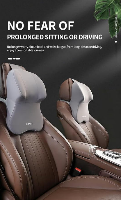Car Neck Pillow, Ergonomic Memory Foam, Comfortable and Breathable, not stuffy, Relieve Lower Back Fatigue and Neck Strain, Suitable for Most Vehicle Models (Coffee Brown)