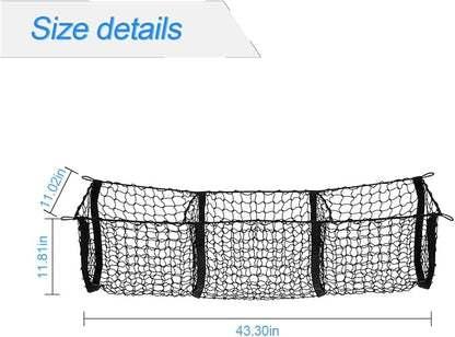 Cargo Net for Car, Expandable 3 Pocket Heavy-Duty Cargo Net Organizer, Black Mesh Storage Pocket with 4 Metal Carabiners Universal for Car, SUV, Pickup Truck, Van Trunk Bed