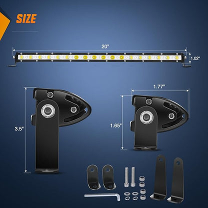 Nilight Single Row LED Light Bar Ultra-Slim Spot Flood Combo Beam Pod 20 Inch 54W Fog Driving Work Roof Bumper Lighting for Offroad 4x4 Trucks SUV ATV UTV