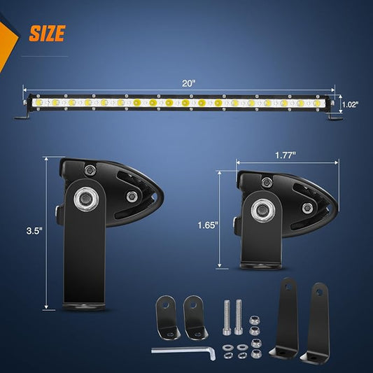Nilight Single Row LED Light Bar Ultra-Slim Spot Flood Combo Beam Pod 20 Inch 54W Fog Driving Work Roof Bumper Lighting for Offroad 4x4 Trucks SUV ATV UTV