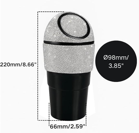 Sakali Bling Car Trash Can with Lid – Diamond Rhinestone Mini Car Garbage Bin for Cup Holder – Sparkly Car Accessory for Women – Small Car Trash Bin for Vehicle Interior