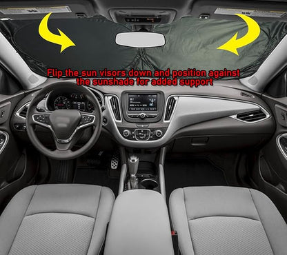 GVEN Windshield Sun Shades Car Sun Shade Protector Blocks UV Rays for Full-Size Sedan & SUV, Mid-Size SUV, Sports Cars, Wagon and Mid-Size Pickup Truck Car Accessories (Red, L)