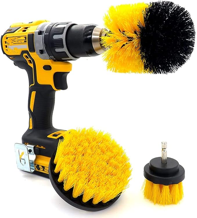 [3 Pack] Auto Detailing Drill Brush Set, Wheel Cleaner Brush, Car Cleaner Wash Brush Supplies Kit Fit Tire, Car Mats, Floor Mat, Bathroom and Auto Power Scrubber Brush Cleaning Sets