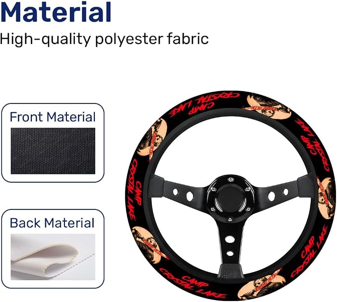 GENANY Hockey Mask Horror Steering Wheel Cover, Non Slip Polyester Car Wheel Protector for Car SUV Truck, Universal 15 Inch