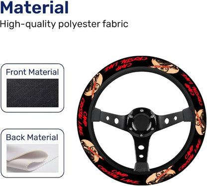 GENANY Hockey Mask Horror Steering Wheel Cover, Non Slip Polyester Car Wheel Protector for Car SUV Truck, Universal 15 Inch