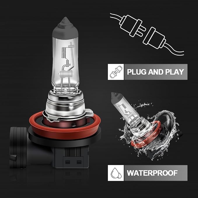 WinPower H8 Halogen Headlight Bulb, Super Bright Warm White 35W 4300K High Low Beam Fog Light Replacement Lamp, Pack of 2