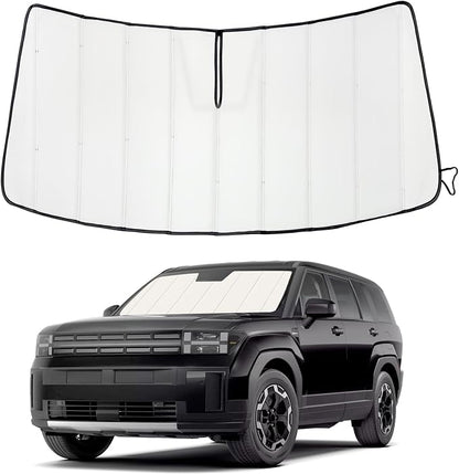 Windshield Sun Shade for Hyundai Santa Fe 2024-2025 2026, Front Window Visor Accessories, Folding Design Blocks Heat & UV Rays Maintain Cool Interior and Save Space
