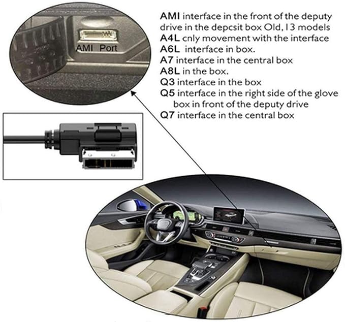 Bl Music Adapter AUX Cable Compatible for A4 A3 A5 A1 A3 A4 A8 Q5 Q7 S4 S5 V.W for AMI MDI 2G