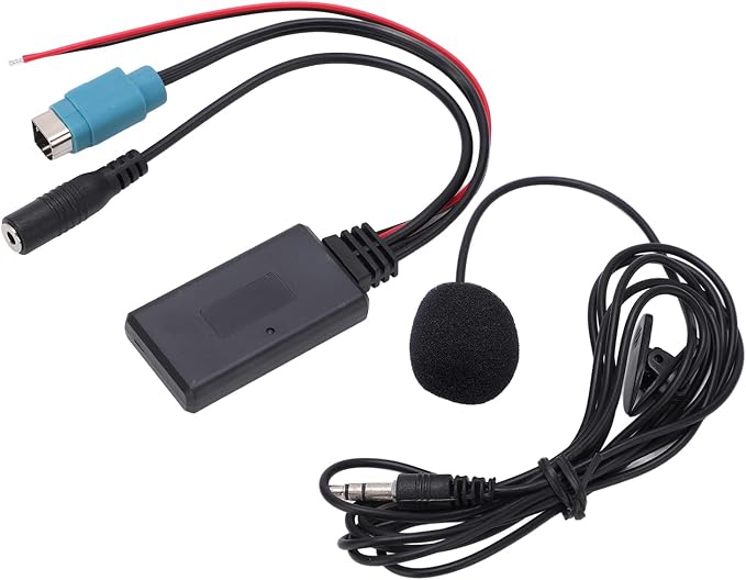 Bluetooth AUX in Cable Adapter Stereo Full Speed with Removable Microphone Replacement for Alpine 2009 and up