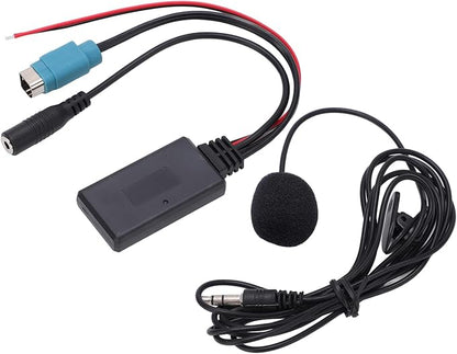 Bluetooth AUX in Cable Adapter Stereo Full Speed with Removable Microphone Replacement for Alpine 2009 and up