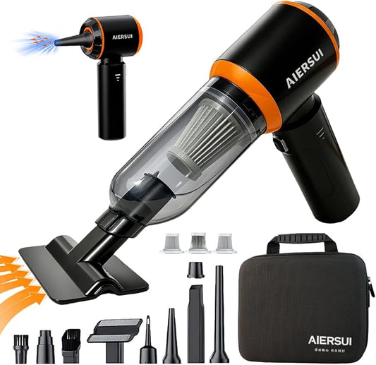 Handheld Cordless Vacuum Cleaner, 4-in-1 Portable mini car Vacuum Cleaner, car Vacuum Cleaner and Hair Dryer, car Type-C Charging, Office Desk, Keyboard, pet Hair (Upgraded Version)