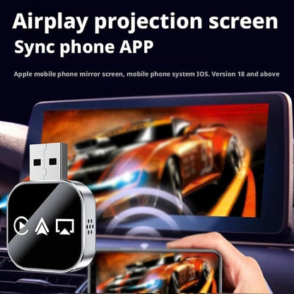 2026 Upgrade 3 in 1 Screen Mirror iOS Phone, Wired to Wireless Carplay Adapter, Mini USB Design Car Play Adapter with Type-C Extension, Plug and Play (Black, for iPhone)
