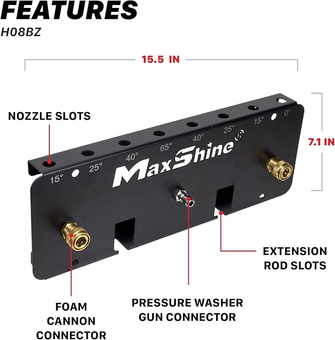 Maxshine Universal Foam Cannon Holder - Wall-Mounted Organizer for Garage & Mobile Detailing, Holds Foam Cannons, Compatible with 1/4” Quick Connect (2 Cannons (Logo))