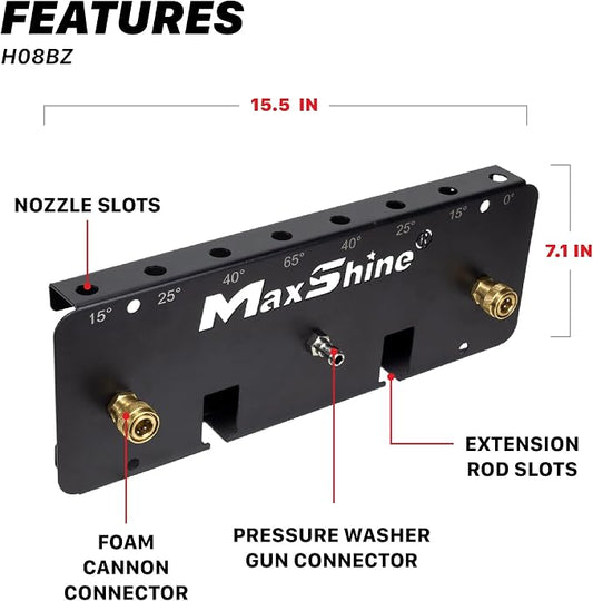 Maxshine Universal Foam Cannon Holder - Wall-Mounted Organizer for Garage & Mobile Detailing, Holds Foam Cannons, Compatible with 1/4” Quick Connect (2 Cannons (Logo))