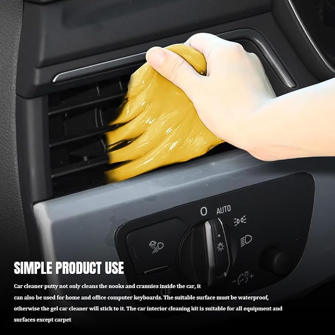 Car Cleaning Gel, Car Cleaning Supplies, Car Cleaning Putty, Universal Car Cleaning Kit Auto Detailing Tools Car Accessories Fit for Automotive, Keyboard, Camera, Printers (Yellow, 2PCS)