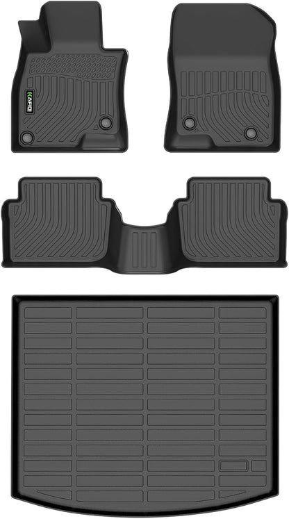 Floor Mats & Cargo Liner Custom for Mazda 3 2014-2018(Only Fits Hatchback Models) All Weather Protection TPE Floor Liners Front & Rear Row Full Set Accessories - Black