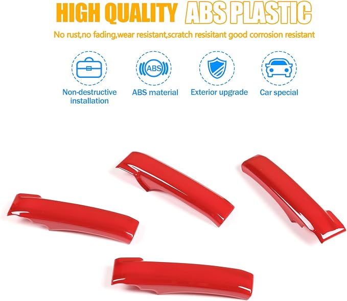 ABS Car Inner Door Handle Decoration Cover Trim Fit for Toyota Tundra/Sequoia 2007-2021 Interior Car Accessories (Red)