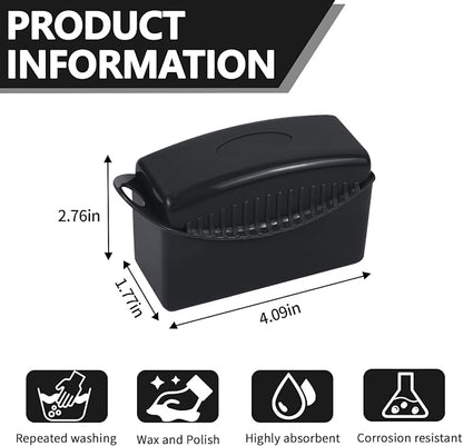 2PCS Tire Dressing Applicator, Car Tire Applicator Dressing Shine Sponge, Reusable Tire Dressing Applicator Pads with Lid, Wheel Applicator Foam for Car Detailing Cleaning (Black)