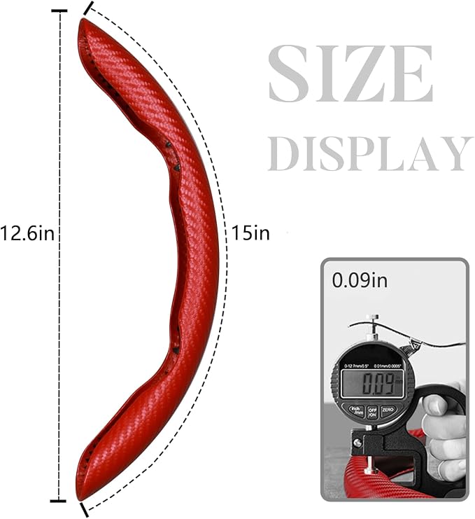 Carbon Fiber Steering Wheel Cover, Snap on Car Steering Wheel Cover Set Accessories 3pcs Wrap Grip Non Slip Protector Universal Matte Red