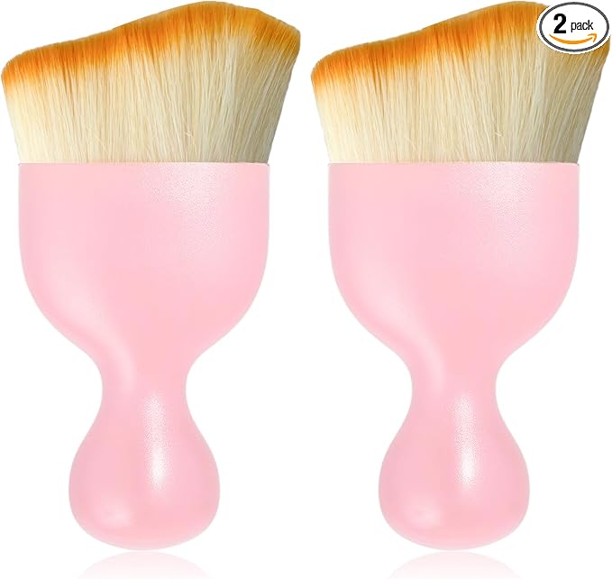 2 PCS Car Interior Detailing Brush, Curved Car Interior Cleaning Brush with Ultra Soft Bristles & Dust Cover, Scratch-Free Auto Dusting Brushes for Dashboard AC Vent Leather (Pink)