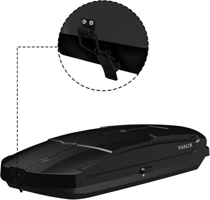 21 Cu Ft Cargo Box, Hard Shell Roof Cargo Carrier with Security Keys, 72.83" x 34.25" x 14.76" Roof Box, Dual-Sided Opening, Tool-Free Install, Black