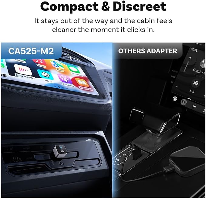 Upgraded Wireless CarPlay Adapter for Jaguar XE 2019-2020, Mini Wired to Wireless Box, Plug and Play, Compatible with Apple and Android