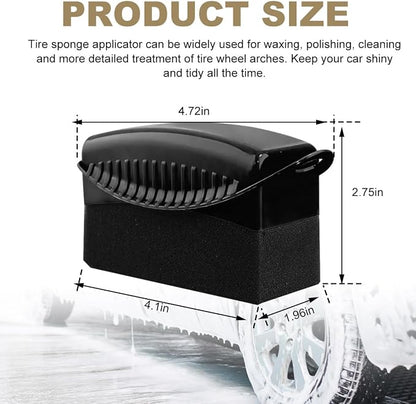 Ohleats 2 PCS Tire Dressing Applicator, Wheel Dressing Tire Shine Applicator Pad with Lid, Reusable Wheel Detailing Foam Tire Waxing Wipe Polishing Sponge, Universal Car Accessories (Black)