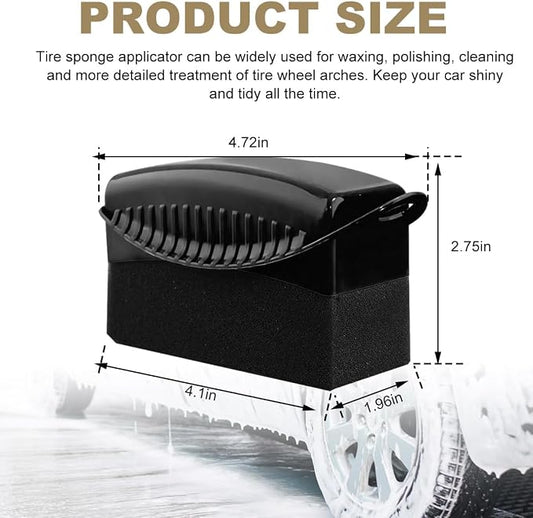 Ohleats 2 PCS Tire Dressing Applicator, Wheel Dressing Tire Shine Applicator Pad with Lid, Reusable Wheel Detailing Foam Tire Waxing Wipe Polishing Sponge, Universal Car Accessories (Black)