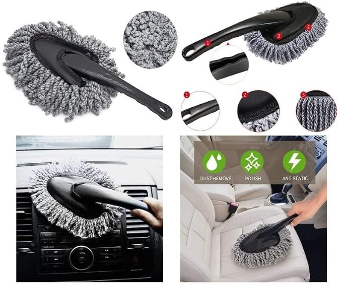 Shopping GD Multi-Functional Car Duster Cleaning Dirt Dust Clean Brush Dusting Tool Mop Gray Car Cleaning Products
