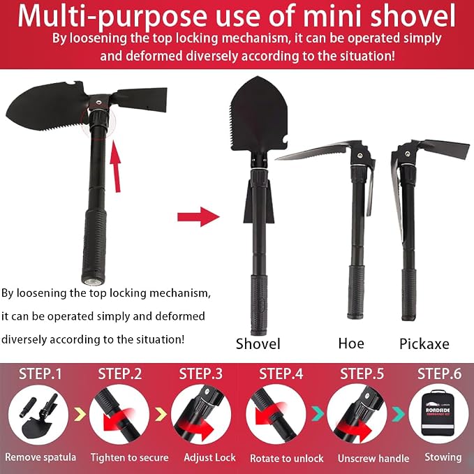 LIANXIN Emergency Roadside Kit for Car Auto Safety Kit with Jumper Cables Headlamp | Gifts for New Drivers with Tow Rope Folding Shovel, Safety Hammer Etc. For Travel, Breakdowns and Emergencies for Men Women