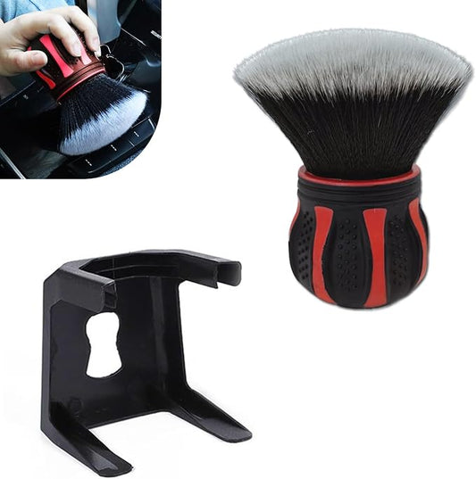 Car Detailing Brush, Ultra Soft Tire Shine Brush with Storage Rack, Interior Cleaning Tool, Universal Beauty Tools for Most Cars (Red)