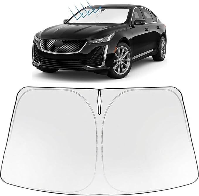 Proadsy Windshield Sun Shade for Cadillac CT5 2020-2026 Foldable Front Sunshade Protector Sun Visor Blocks UV Rays Keep Car Cooler Accessories