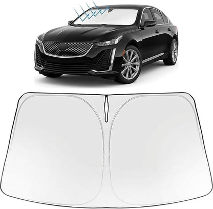 Proadsy Windshield Sun Shade for Cadillac CT5 2020-2026 Foldable Front Sunshade Protector Sun Visor Blocks UV Rays Keep Car Cooler Accessories
