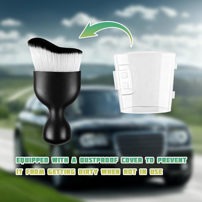 Car Interior Detailing Brush, Curved Soft Bristles Vehicle Removal Dust Collectors, Scratch-Free Automotive Cleaning Tool Accessories, Universal for Truck SUV Sedan (White/Black)