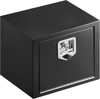 VEVOR Underbody Truck Tool Box, 18 x 12 x 14 Inch Heavy Duty Steel Trailer Storage Box with Lock & Keys, Waterproof Trailer Storage Organizer Under Body Chest with T-Handle for Truck, Van, SUV, Black