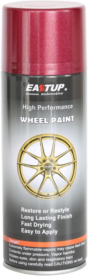 EASTUP Premium Metallic Flash Dark Red Burgundy Acrylic Enamel Wheel Paint - Brilliant Finish, High Durability, Fade-resistant, Quick Drying Rim Coating Spray Paint.