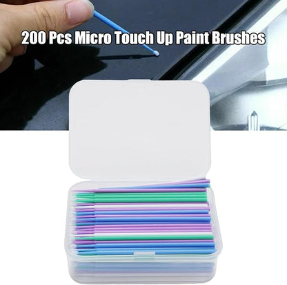 200 Pcs Automotive Touch Up Paint Brushes,Disposable Micro Paint Chip Repair Applicators for Automotive Paint Detailing, Stone Chips,Scratches(1.0, 1.3, 1.8, 2.5MM, Multi)
