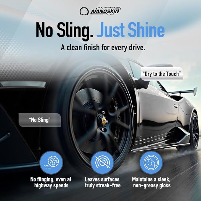 Nanoskin BLUE DRESS Premium Dressing 30 Gallons- Sprayable Interior & Exterior Dressing for Car Detailing | Works on Tire, Vinyl, Rubber, Plastic & Trim| Safe for Cars, Trucks, Motorcycles, RVs & More
