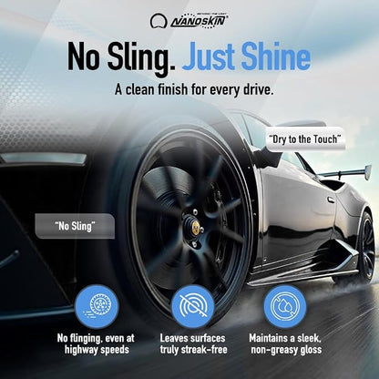 Nanoskin BLUE DRESS Premium Dressing 30 Gallons- Sprayable Interior & Exterior Dressing for Car Detailing | Works on Tire, Vinyl, Rubber, Plastic & Trim| Safe for Cars, Trucks, Motorcycles, RVs & More