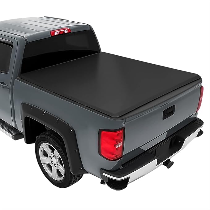 Vinyl Soft Tri-Fold Truck Bed Tonneau Cover Compatible with 99-07 Chevy Silverado/GMC Sierra 6.5Ft Fleetside Bed