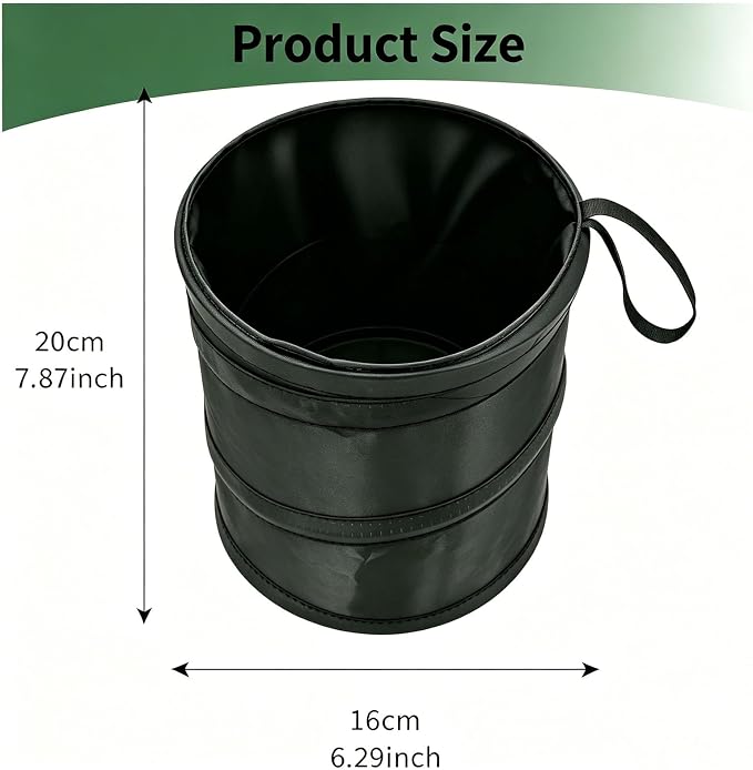 2 PCS Car Trash Can, Portable Collapsible Garbage Bin, Waterproof Mini Hanging Rubbish Bin Leakproof Trash Bag (Black)