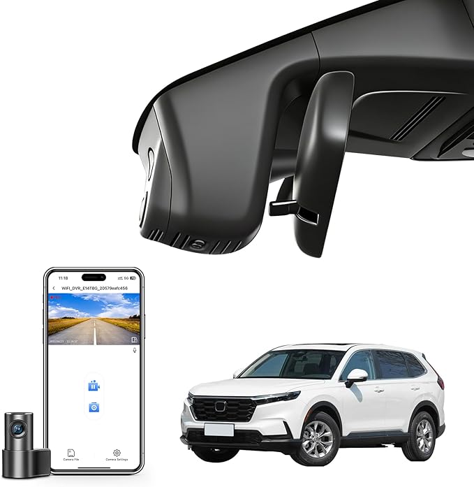 Mangoal Honda CRV Dash Cam Front 4K & Rear 1080p Custom fit for Gen6 CR-V & CR-V Hybrid 2023-2026(Black)(Model B), Integrated OEM Look, UHD 2160P Video, WiFi & App, GPS, 128GB Card